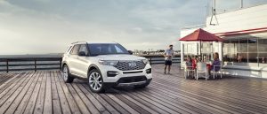White 2021 Ford Explorer on Boardwalk