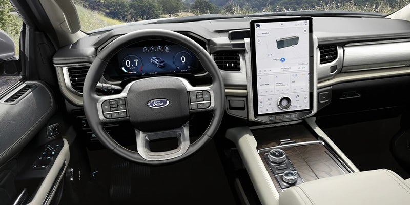Interior shot of a luxury 2023 Ford Expedition with top notch technology