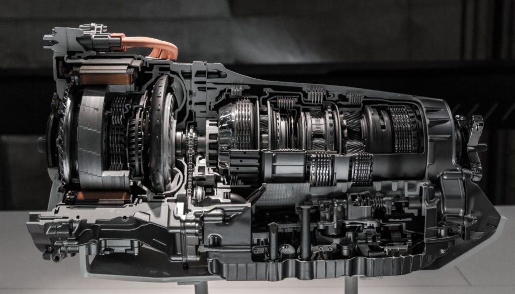 Automatic transmission gear box broken up into sections so you can see the build of the interior.